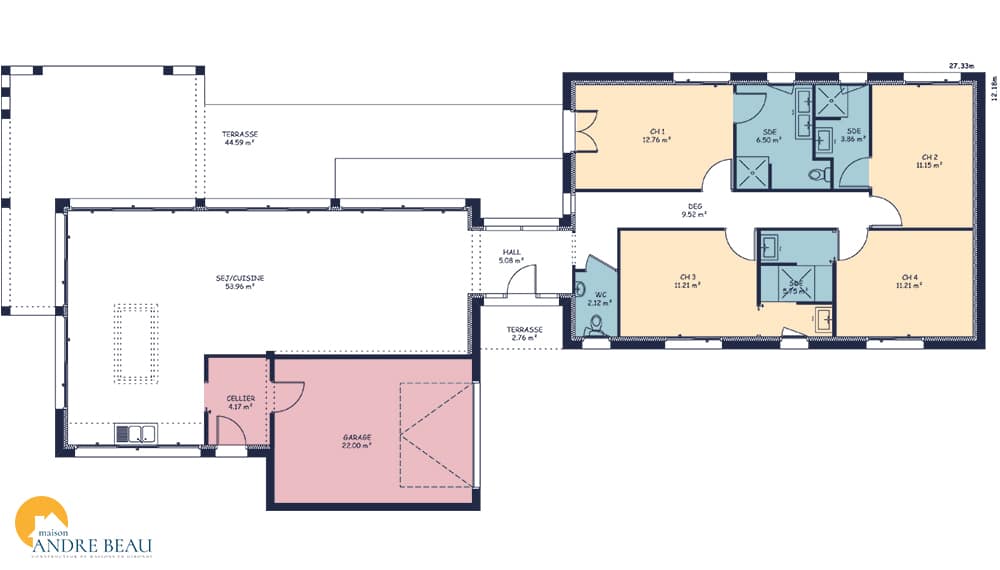 Plan maison contemporaine Mios